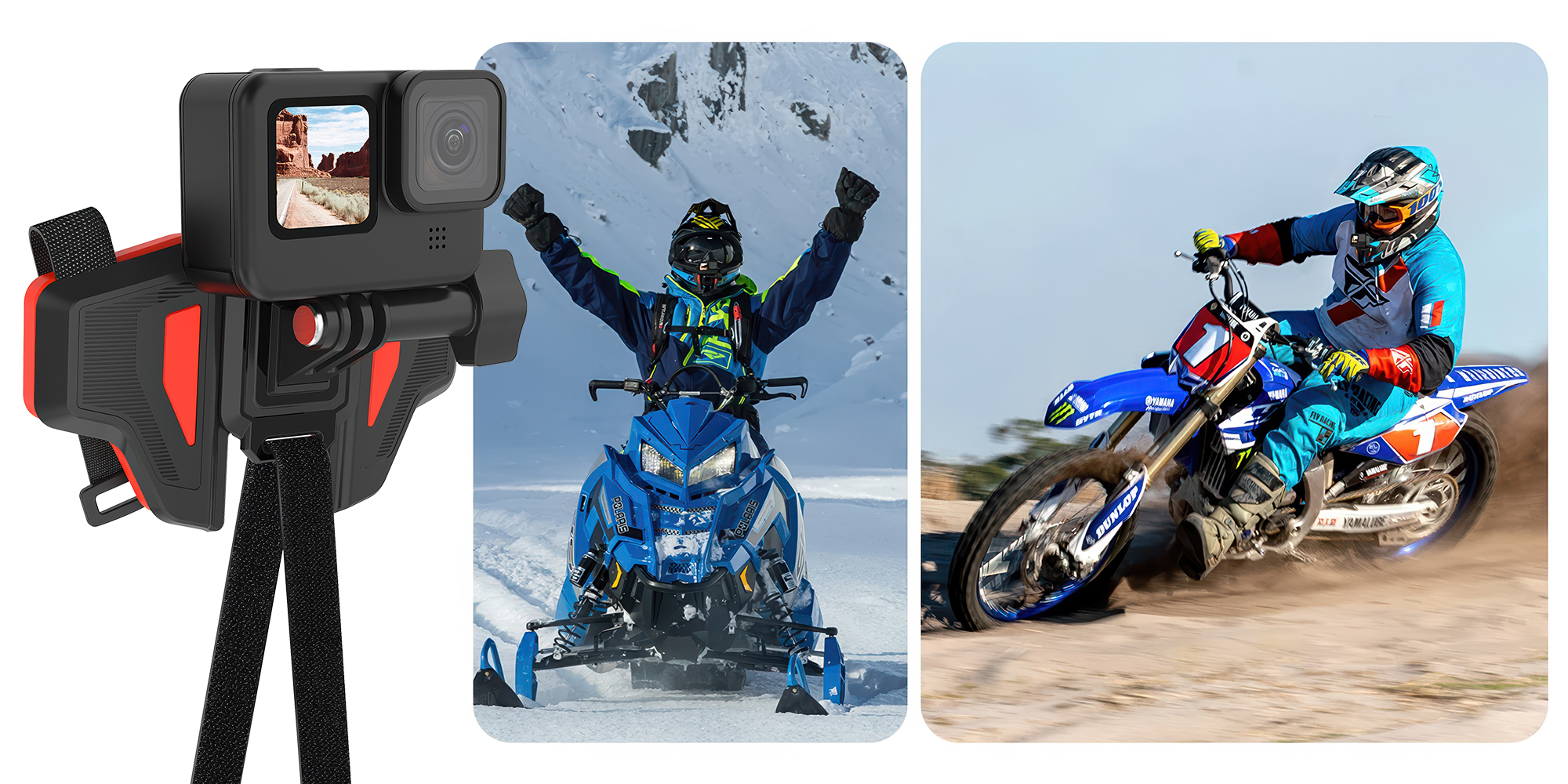 Mocowanie na kask motocyklowy Telesin GP-HBM-MT2 do kamer sportowych - pomarańczowe